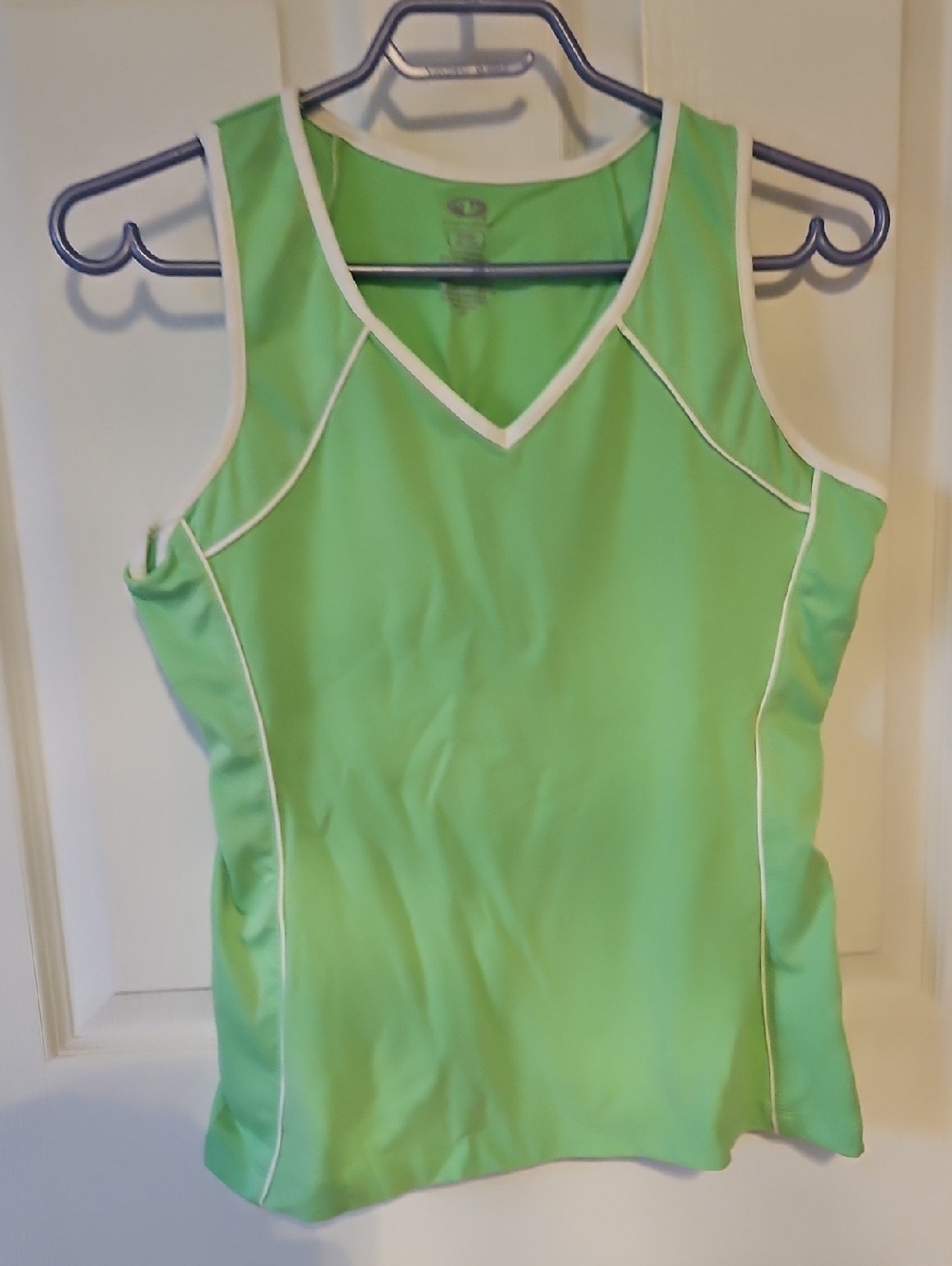 Athletic Works Lime Green V-Neck Tank with White Piping